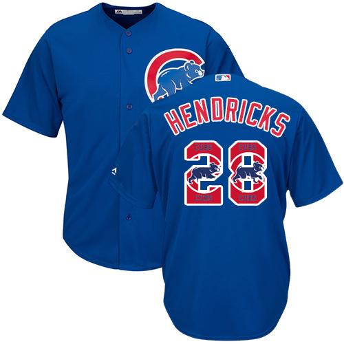 Cubs #28 Kyle Hendricks Blue Team Logo Fashion Stitched MLB Jersey - Click Image to Close
